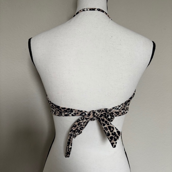 Ocean Blues Bikini Top Leopard Animal Print Bandeau Molded Cups Women's Size S - Picture 3 of 4